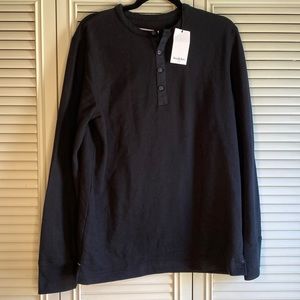 Mens Goodfellow and Co Black Textured Long Sleeve Henley Size Medium